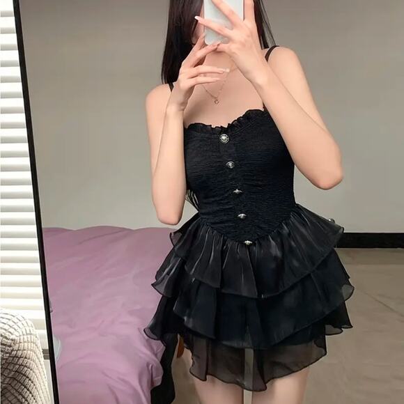 Layered Mesh One-piece dress / swimsuit - Picture 6 of 7